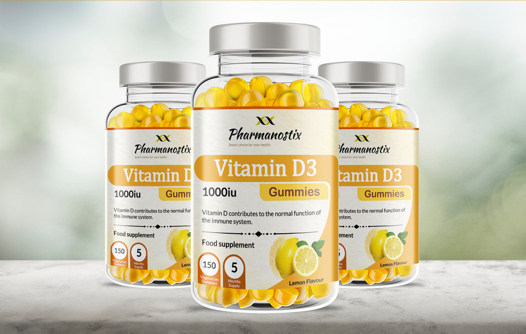 Vitamin D3 1000iu Gummies - 150 Natural Lemon Flavour Gummies for Teens & Adults