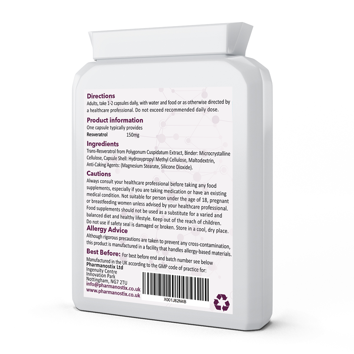 Trans Resveratrol Supplement 150mg - 90 Capsules