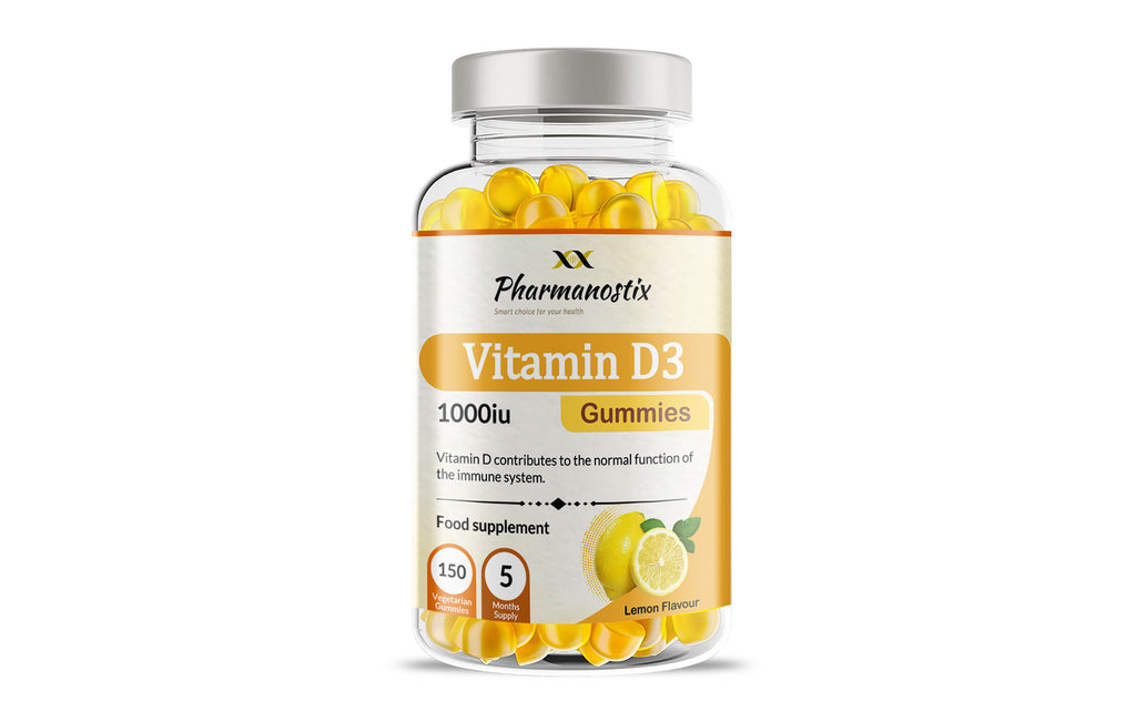 Vitamin D3 1000iu Gummies - 150 Natural Lemon Flavour Gummies for Teens & Adults
