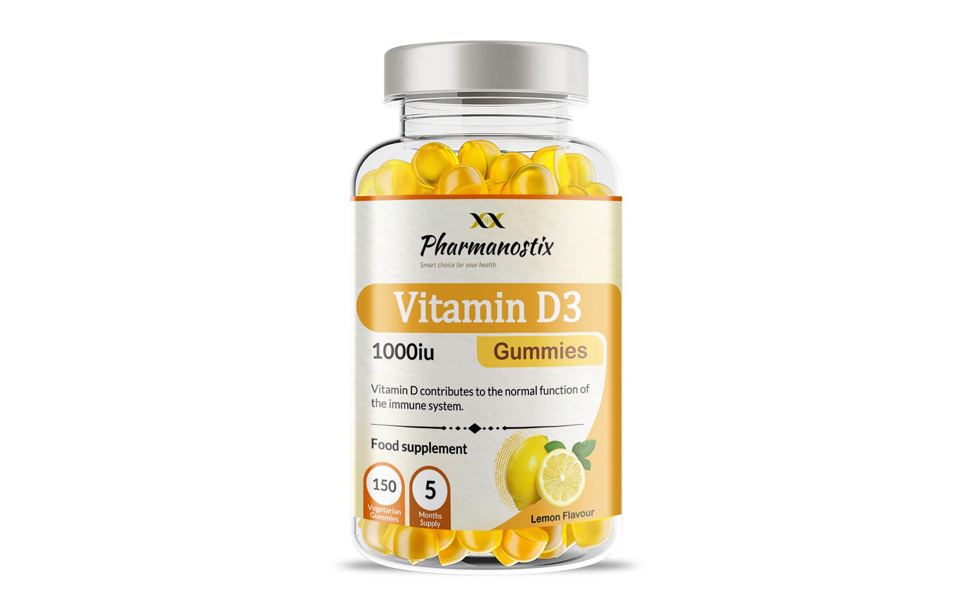 Vitamin D3 1000iu Gummies - 150 Natural Lemon Flavour Gummies for Teens & Adults